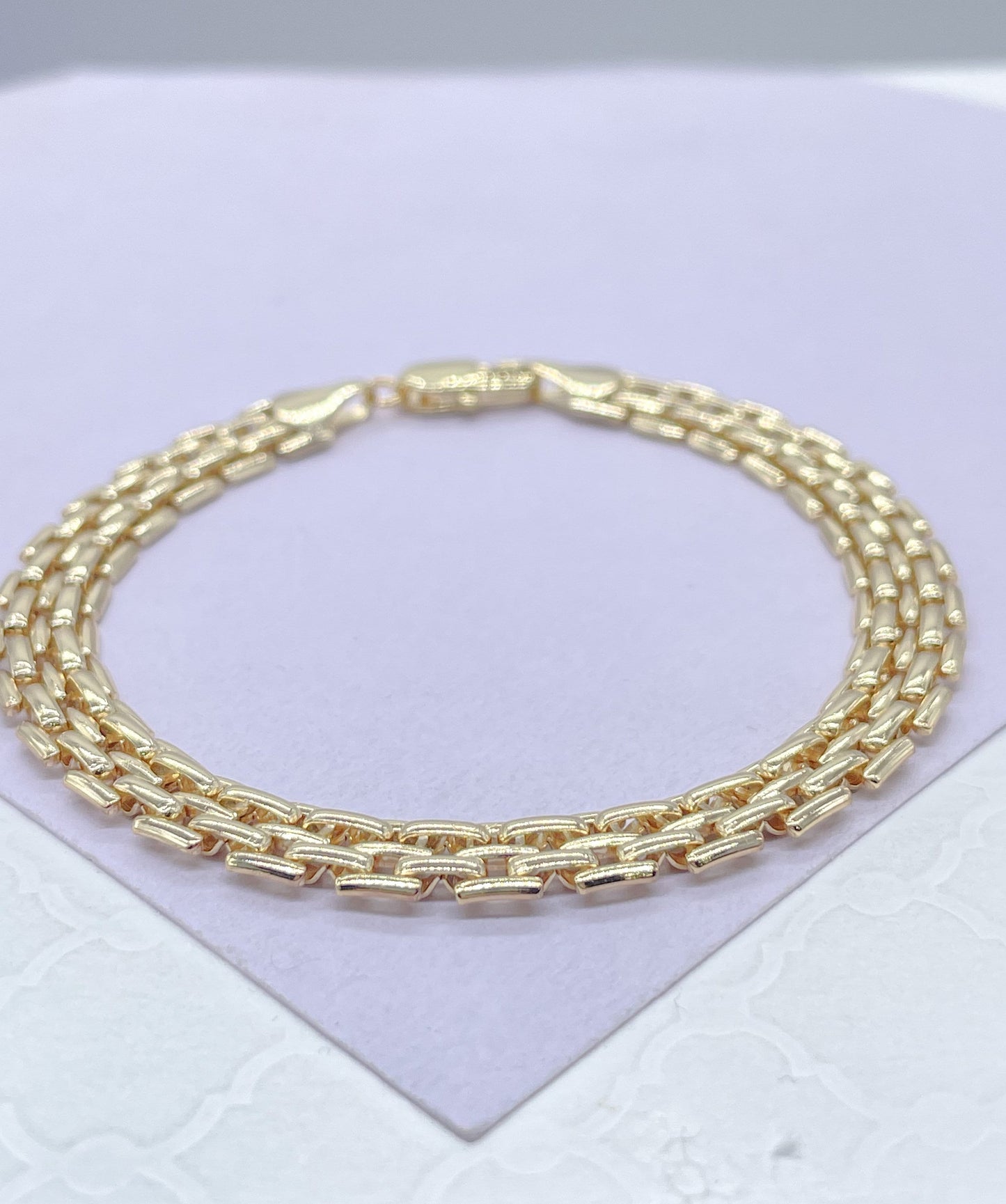 18k Gold Filled Bismark Style Bracelet 7mm