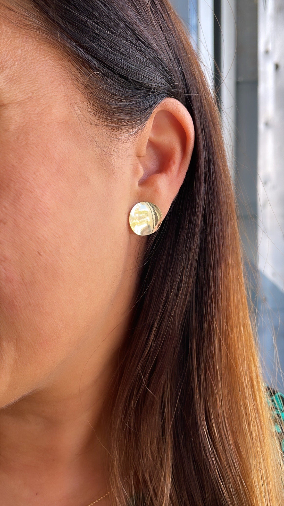 18k Gold Filled, Plain Flat Curved Stud Earrings, Dainty Earring, Contemporary Jewlery, Gift For Her,