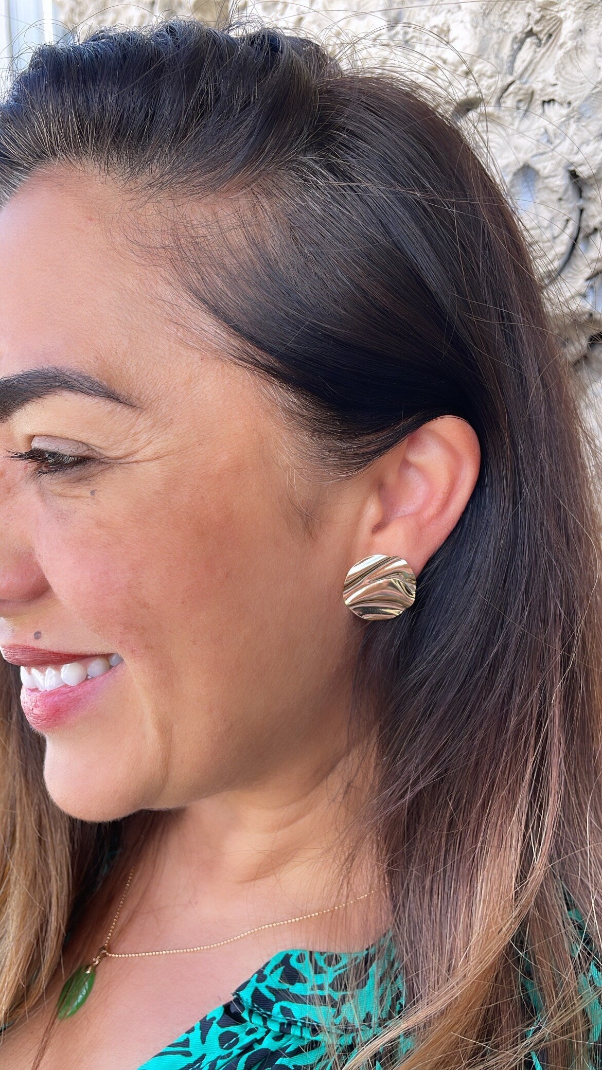 18k Gold Filled Wave Stud Earrings: Dainty Contemporary Jewelry