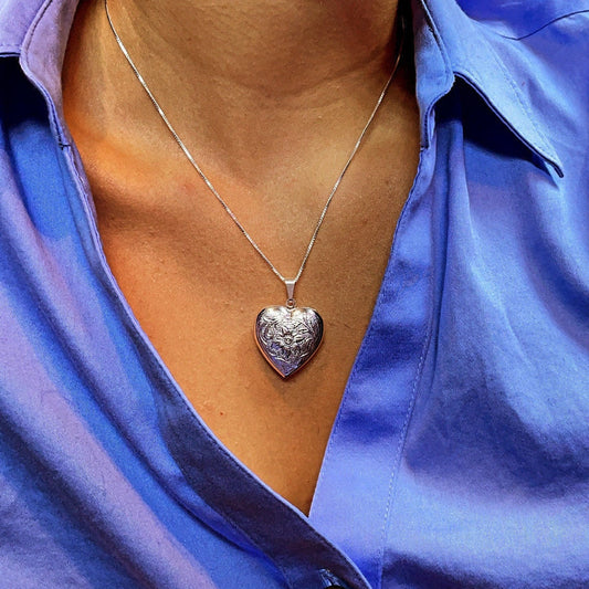Silver Filled Heart Locket Picture, Pendant Charm Necklace, Love Gift Women, Family Gift, Supplies