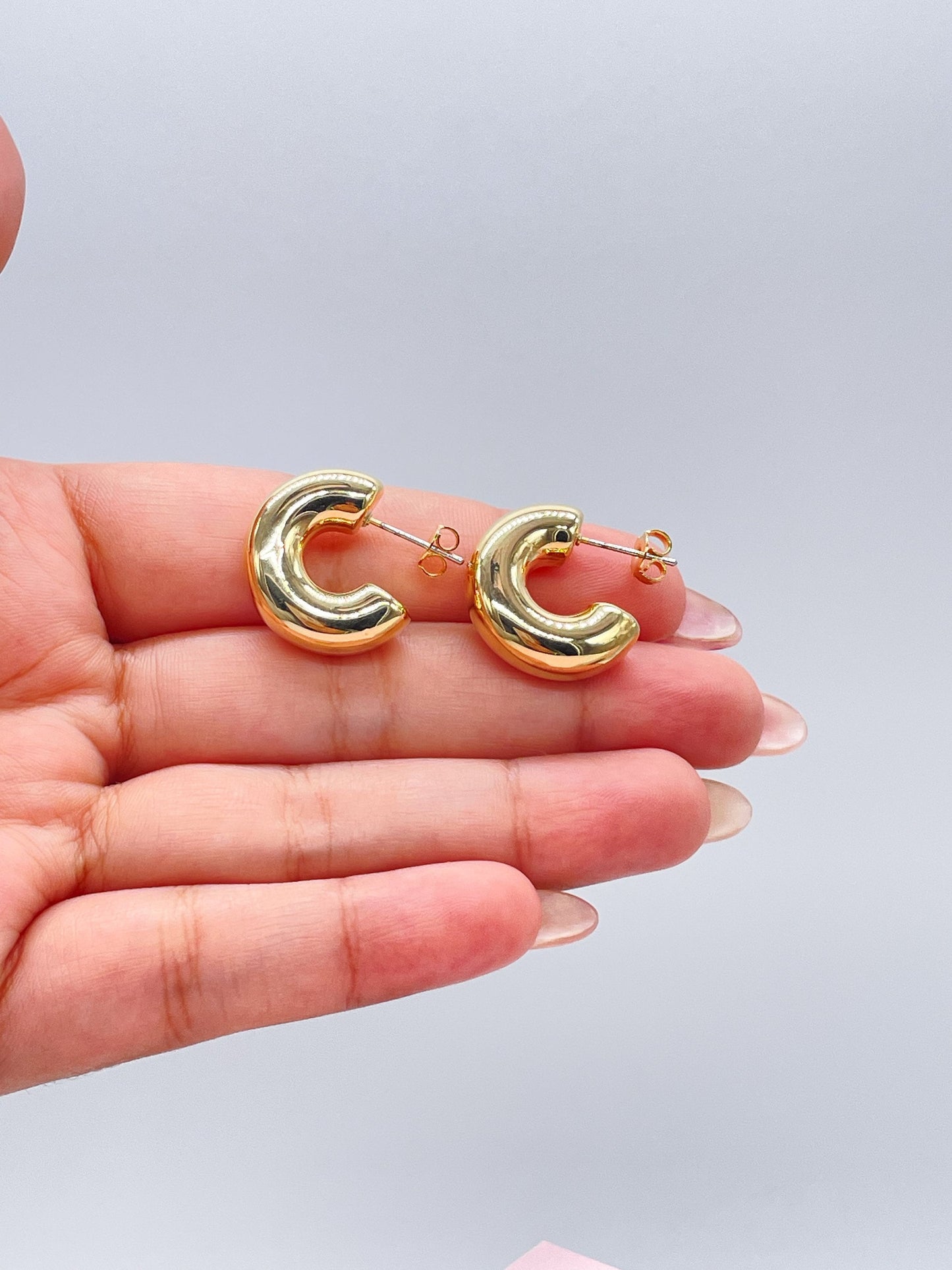 18k Gold Filled 20mm Chunky Bubble Smooth 7mm Open Hoop Earring