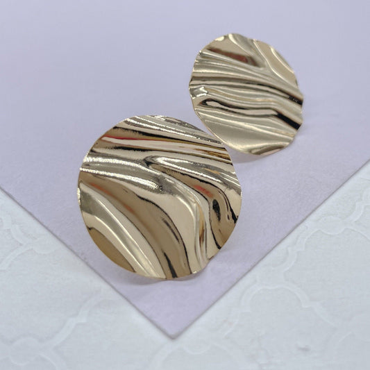 18k Gold Filled, Melted Sheet Wave Stud Earrings, contemporary earrings, Dainty Earrings, Gifts for Her, Evening Accessories, Wavy Earrings