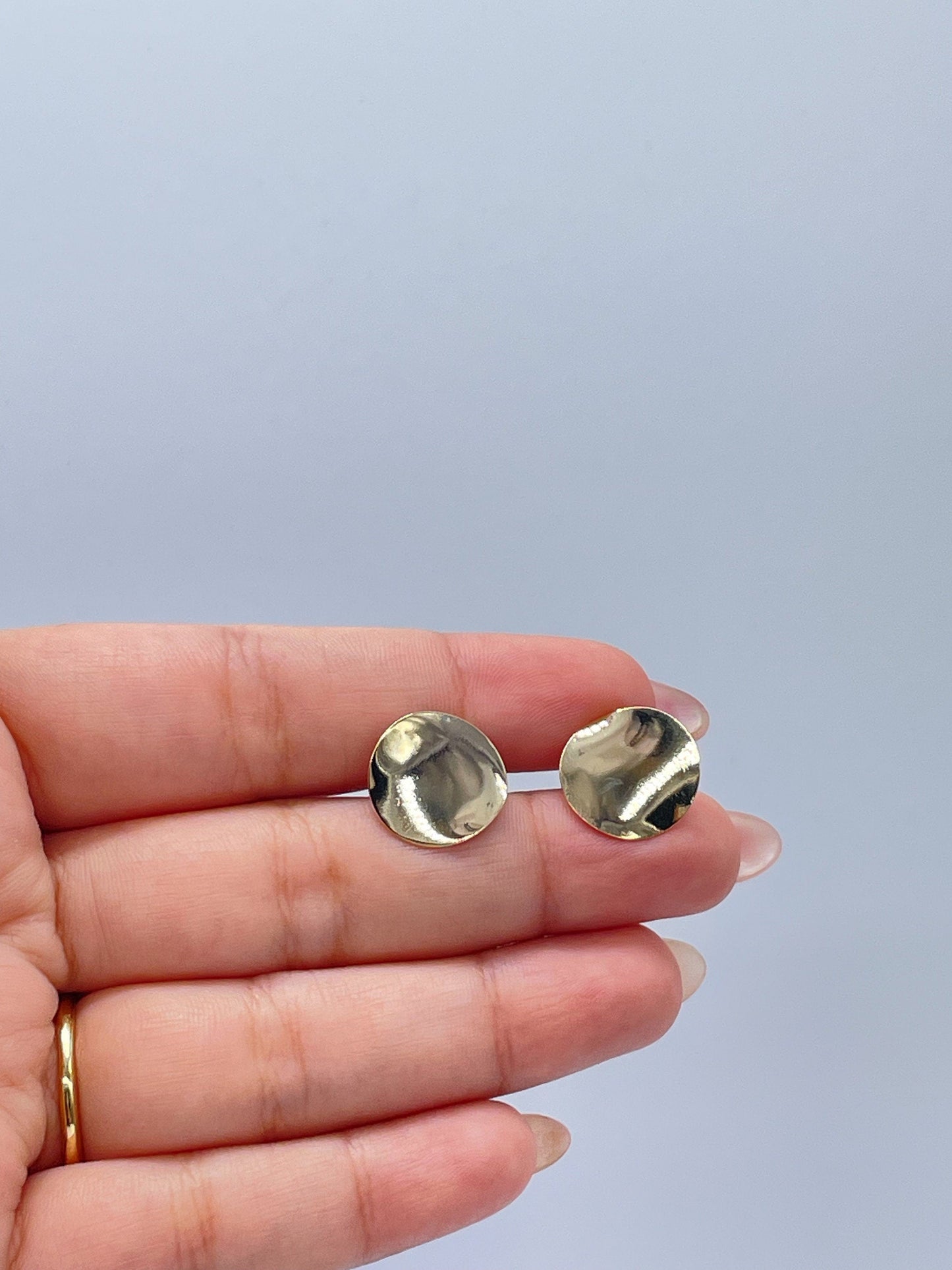 18k Gold Filled, Plain Flat Curved Stud Earrings, Dainty Earring, Contemporary Jewlery, Gift For Her,