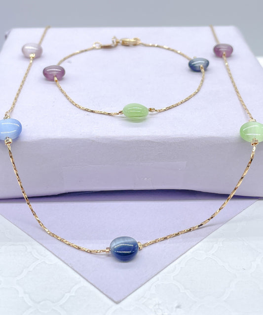 18k Gold Filled Dark Earth Tone Beaded Set, Sold separately