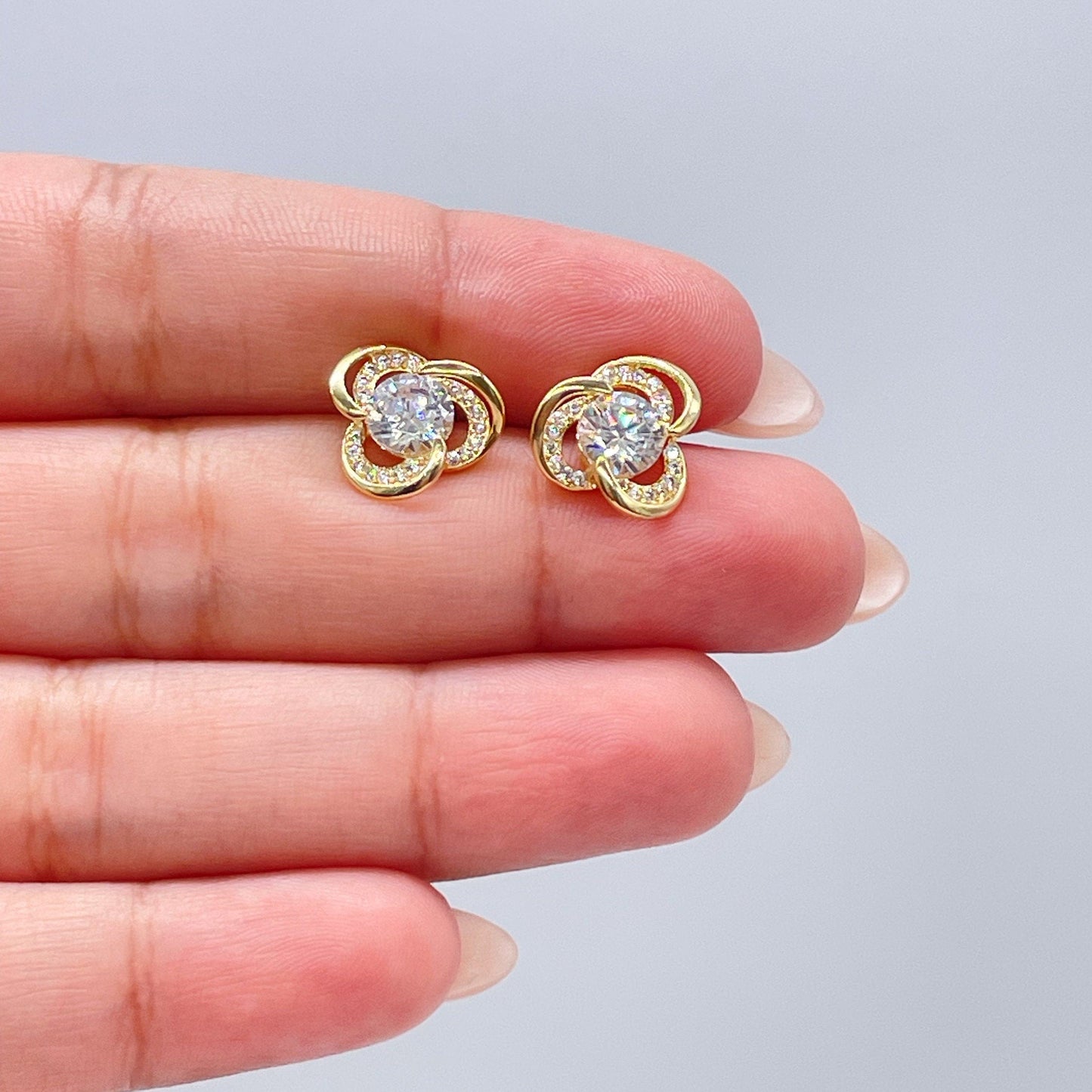 18k Gold Filled Dainty Flower Stud with CZ Center Stone, Dainty Jewlery, Kids Stud, Minimalist Stud