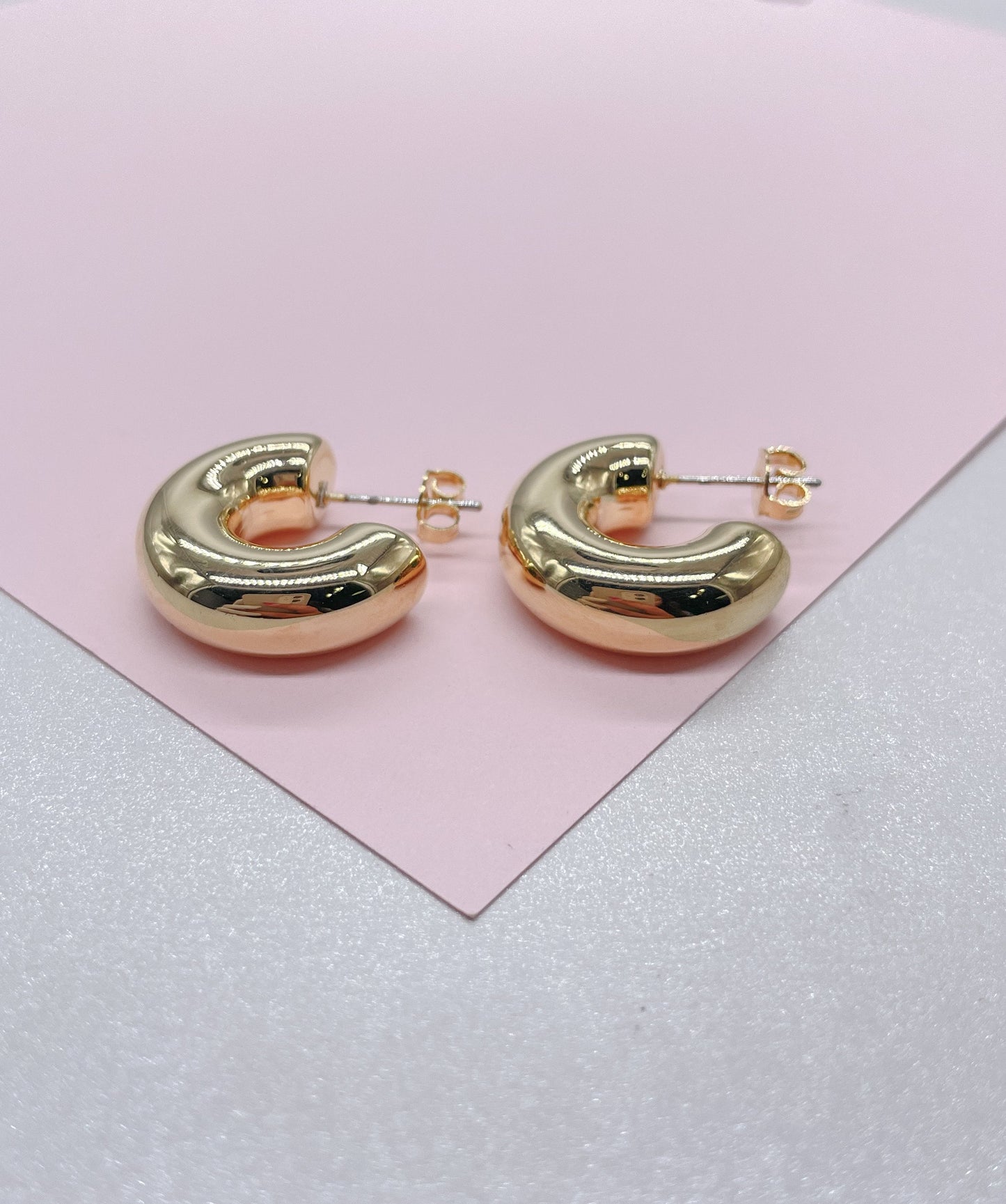 18k Gold Filled 20mm Chunky Bubble Smooth 7mm Open Hoop Earring