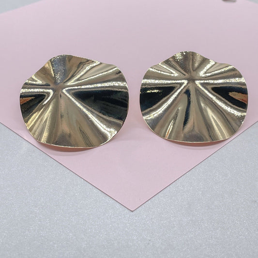 18k Gold Filled Hammered Circle Stud Earrings: Minimalist Disks