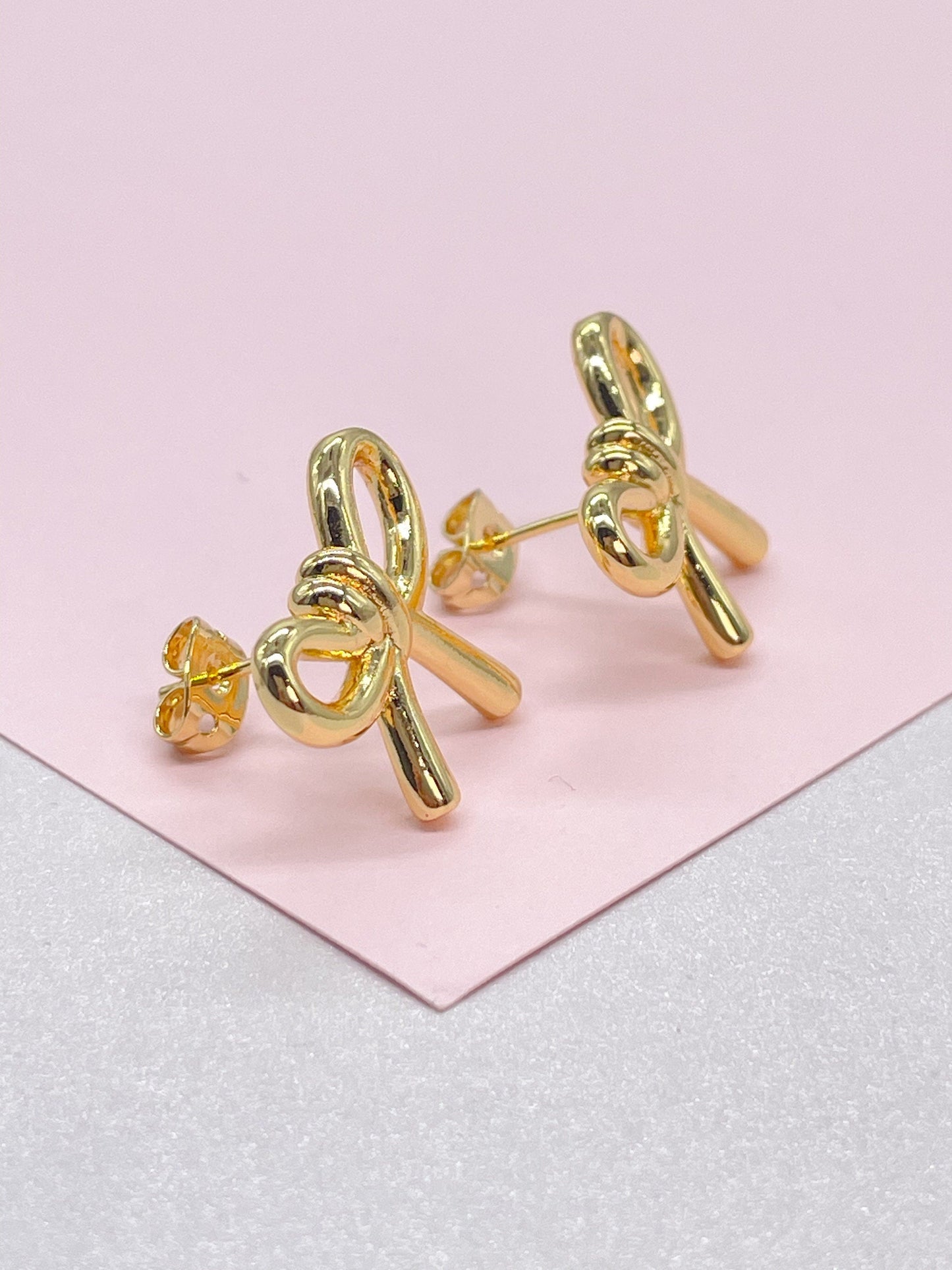 18k Gold Filled Plain Smooth Bow Studs, Available in 2 Styles