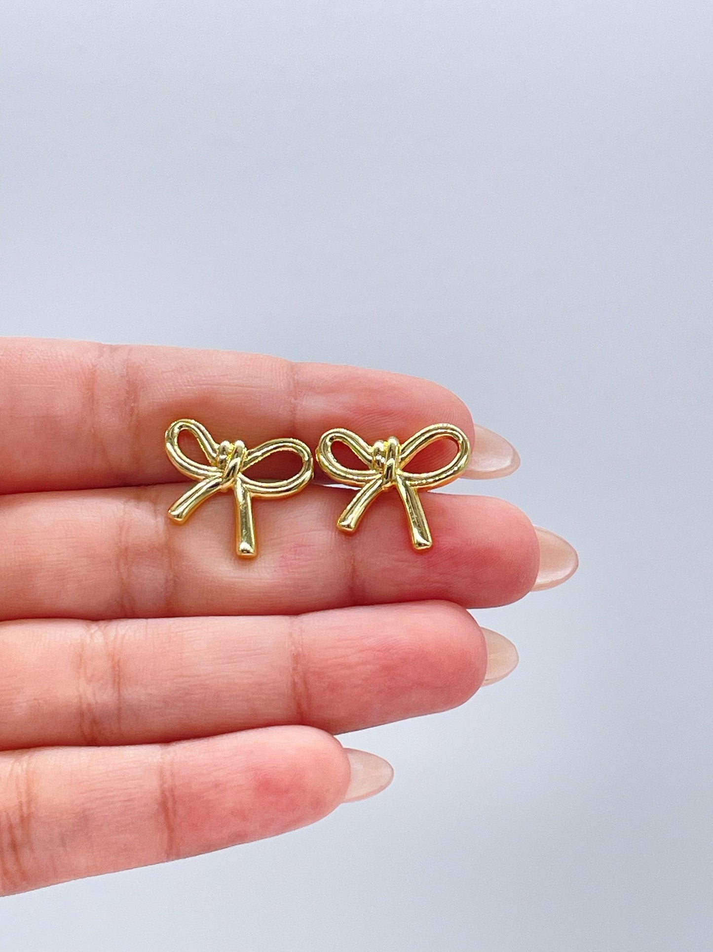 18k Gold Filled Plain Smooth Bow Studs, Available in 2 Styles