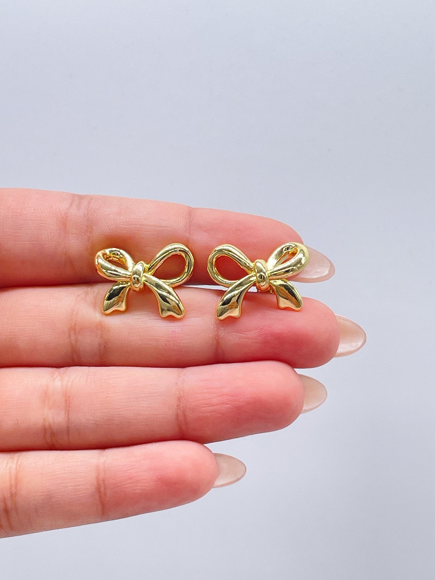 18k Gold Filled Plain Smooth Bow Studs, Available in 2 Styles