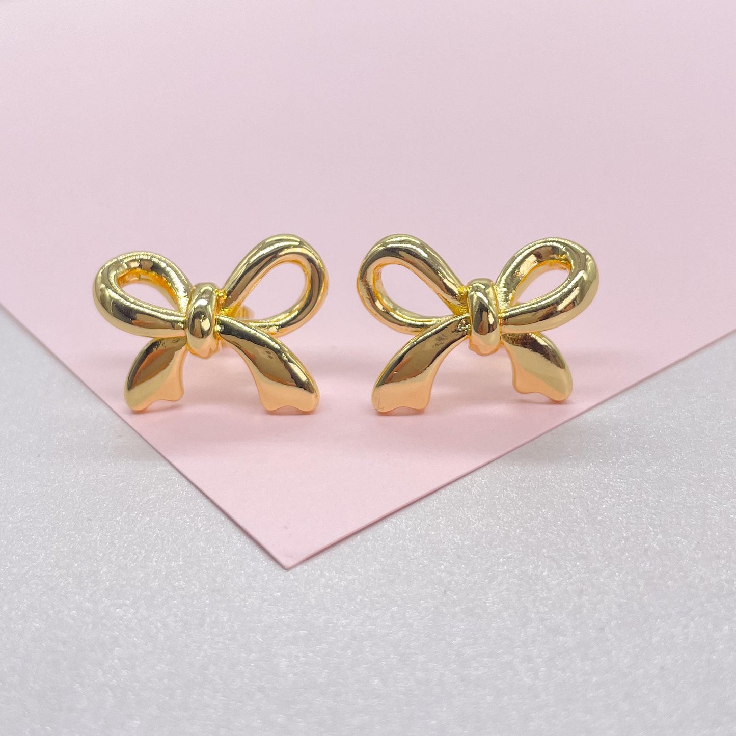 18k Gold Filled Plain Smooth Bow Studs, Available in 2 Styles