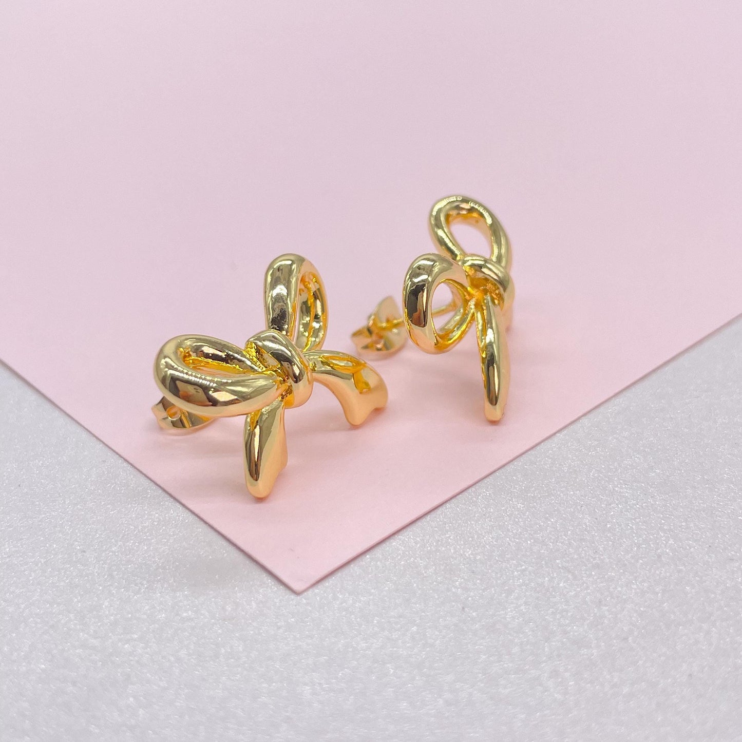 18k Gold Filled Plain Smooth Bow Studs, Available in 2 Styles