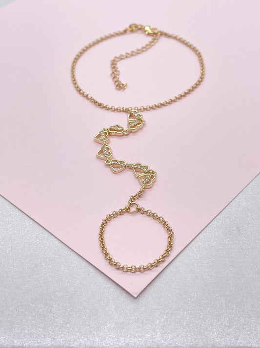 18k Gold Filled Rolo Link Cline with CZ Heart Link