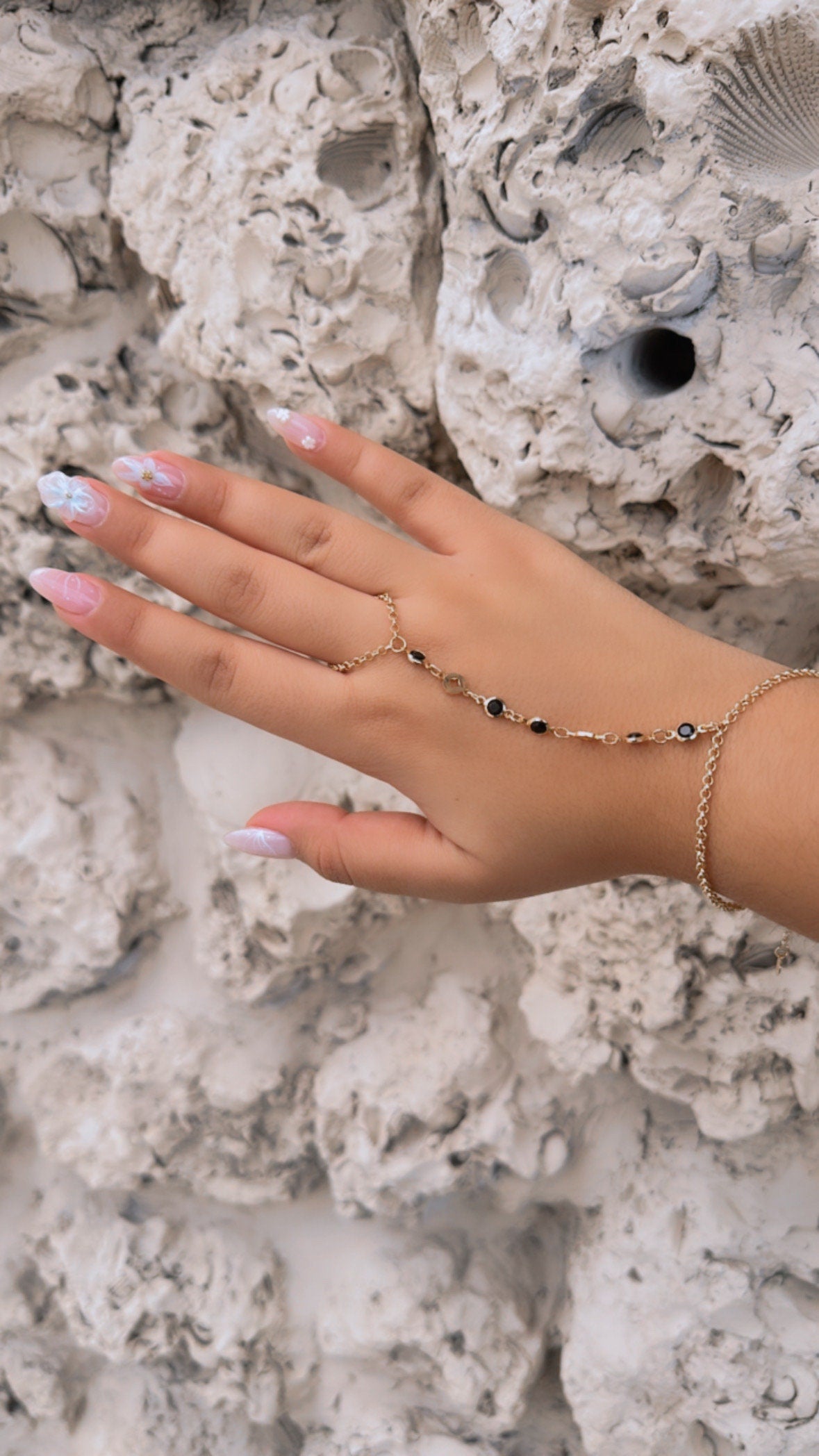 18k Gold Filled Black Circle Cut Clone Rolo Link Bracelet