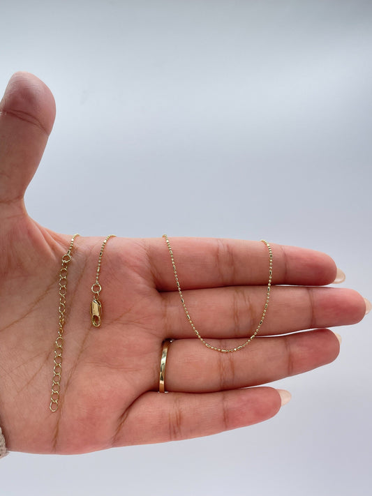 Dainty 18k Gold Filled 3 in 1, 1mm Extra Thin Dash Dot Chain
