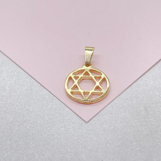 18k Gold Filled Open Star of David Dainty Medallion