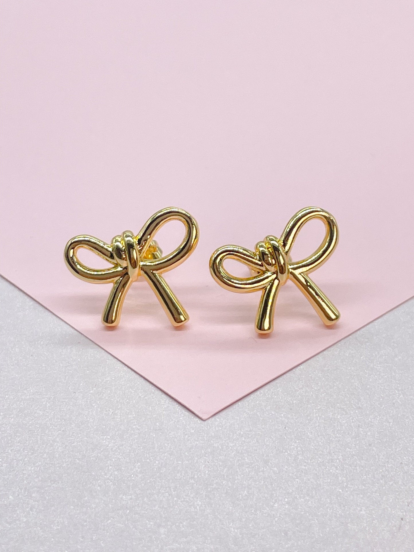 18k Gold Filled Plain Smooth Bow Studs, Available in 2 Styles