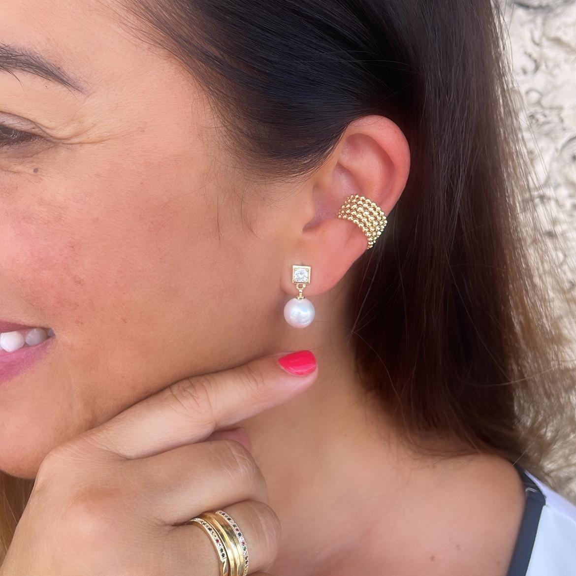 18k Gold Filled 5 Layered Bead Ear Cuff