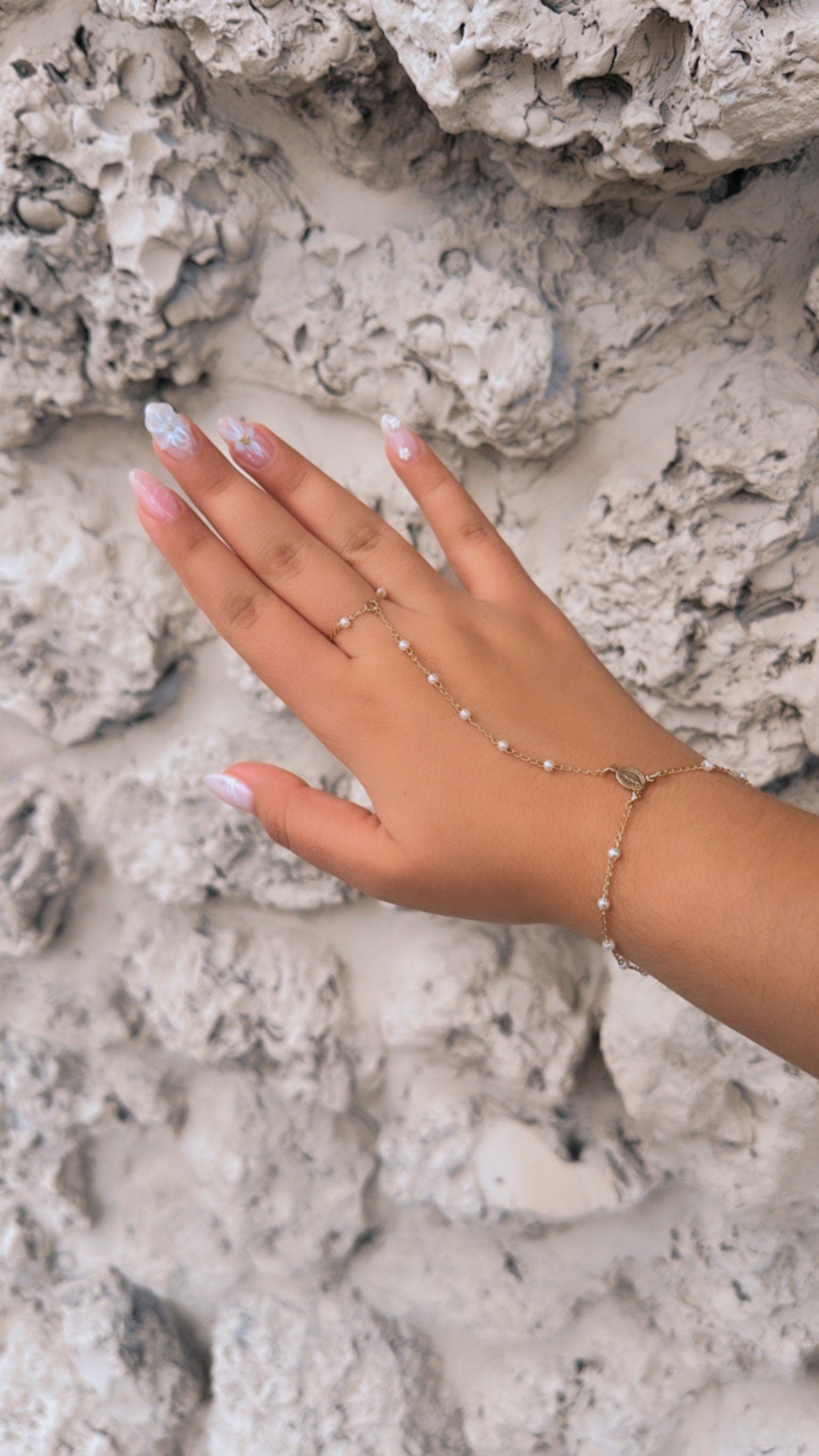 18k Dainty Gold Filled Beaded Pearl Satellite Rosary Bracelet Clone