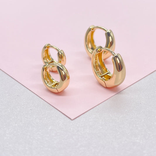 Tiny 18k Gold Filled Small Tear Drop Shape Huggie Clicker Earrings