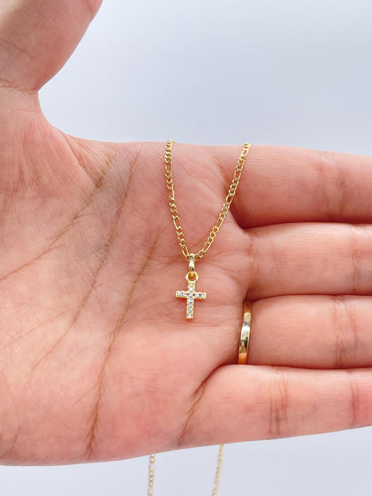 18k Gold Filled Dainty Extra Small CZ Cross