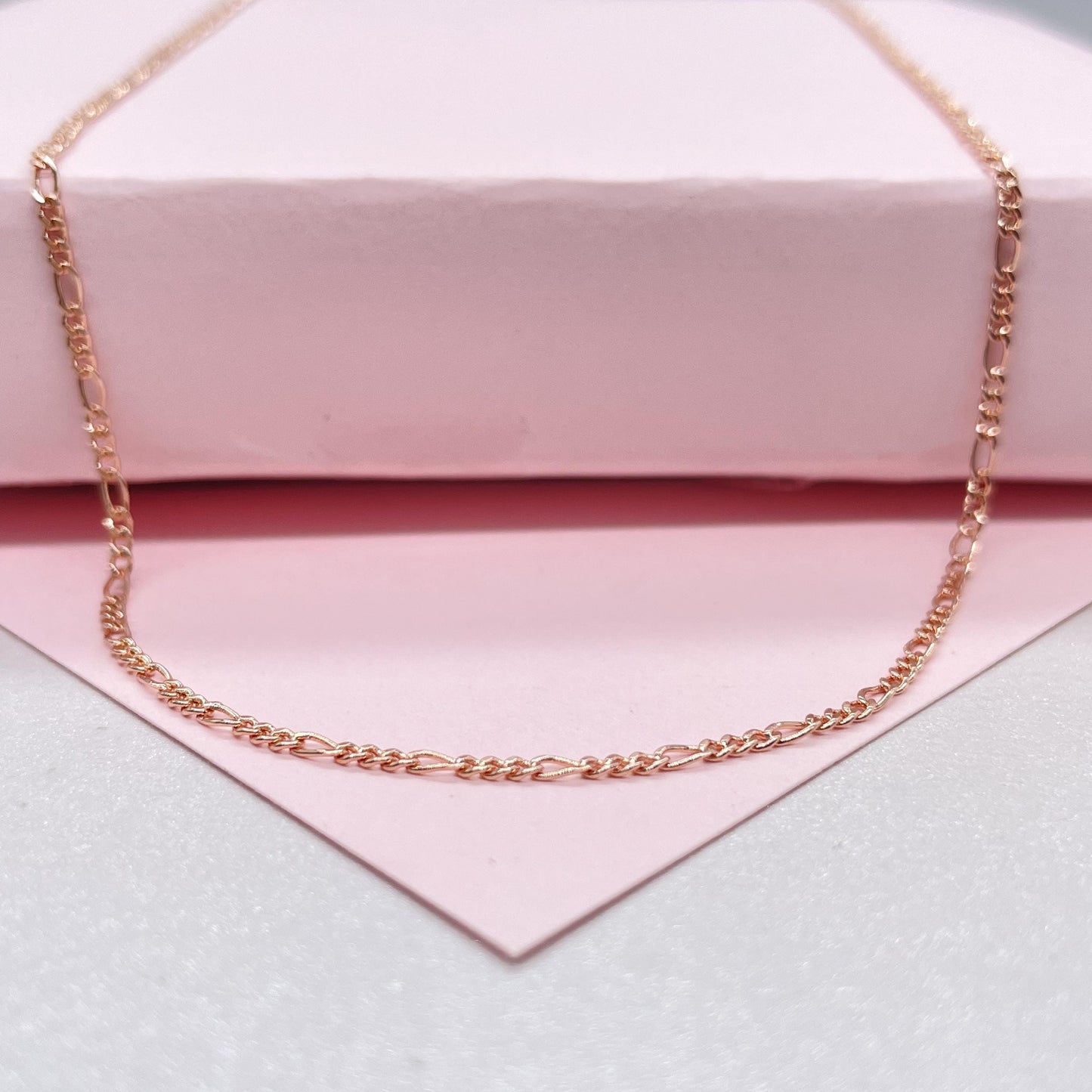 18k Gold Filled Rose Gold 18 inch 1.5mm Thick Figaro chain, Layering chain, Dainty Jewlery ,