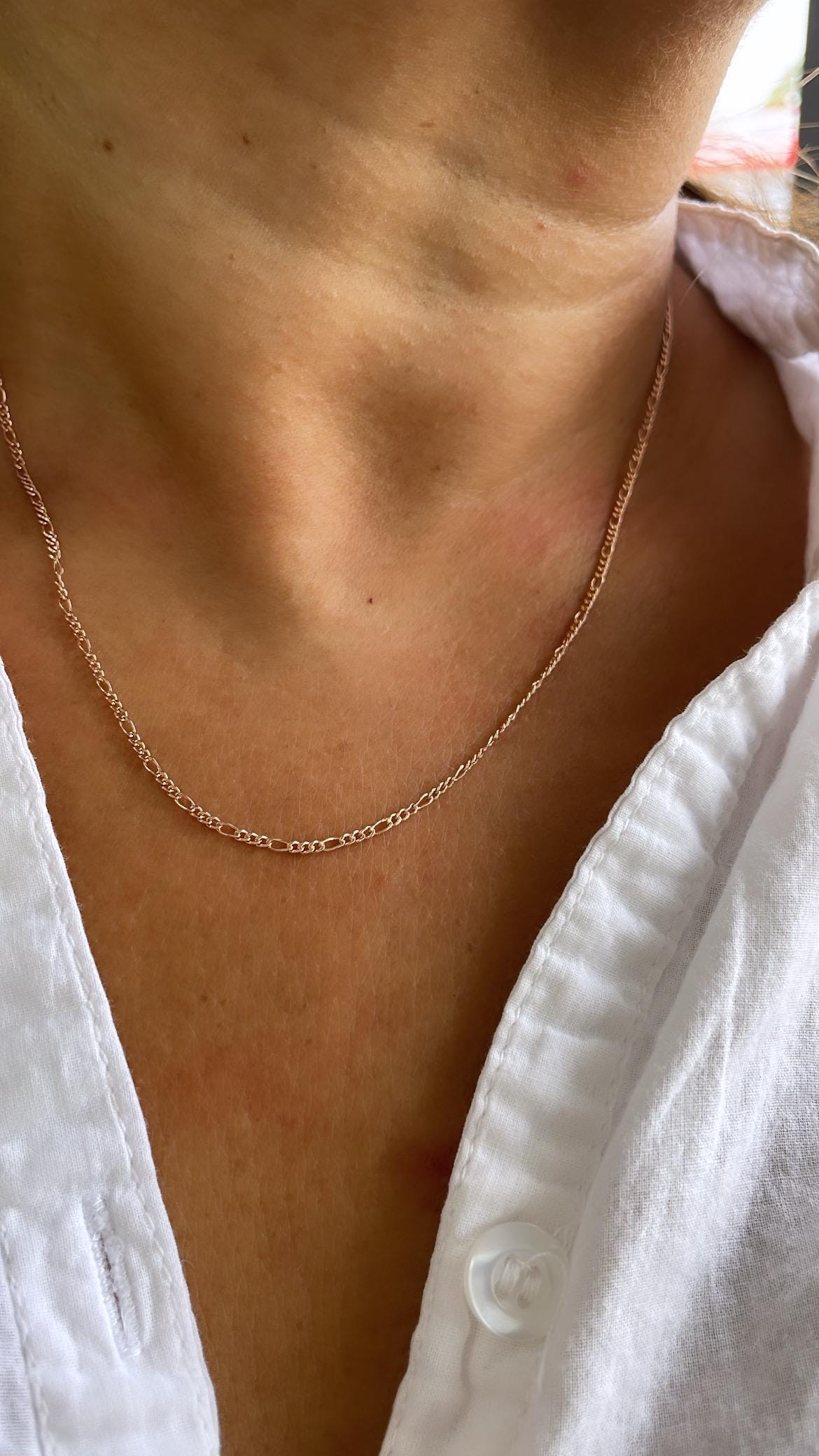 18k Gold Filled Rose Gold 18 inch 1.5mm Thick Figaro chain, Layering chain, Dainty Jewlery ,