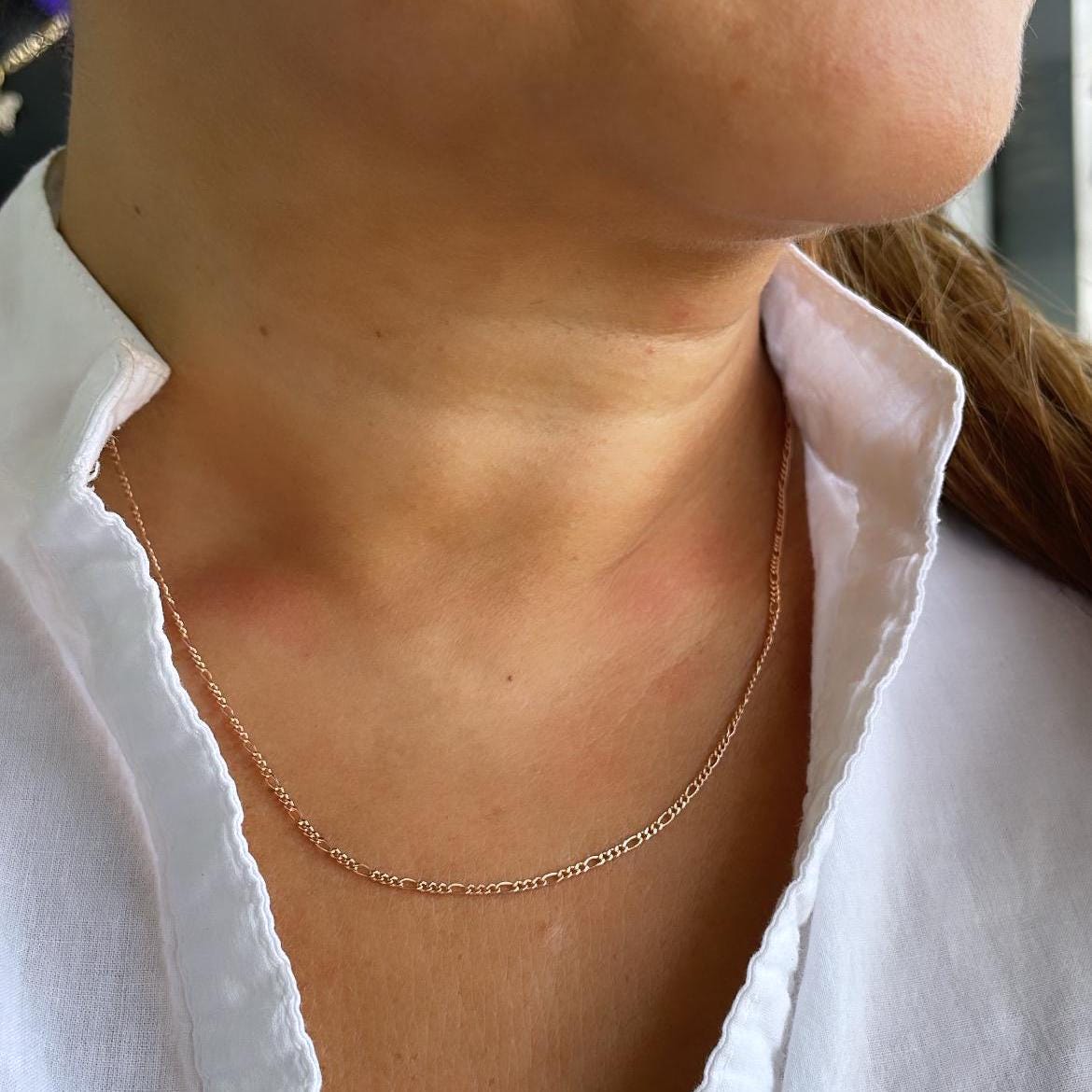 18k Gold Filled Rose Gold 18 inch 1.5mm Thick Figaro chain, Layering chain, Dainty Jewlery ,