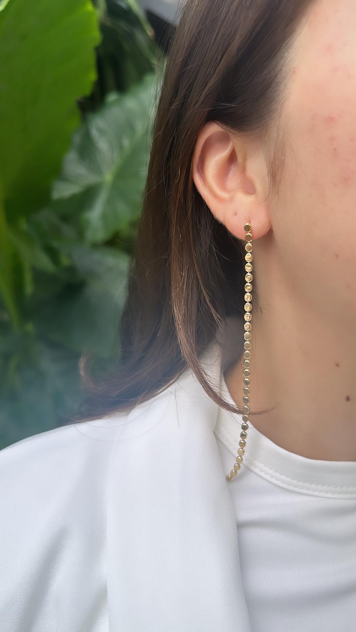 18k Gold Filled FlatPlain Beaded Dangle Earrings