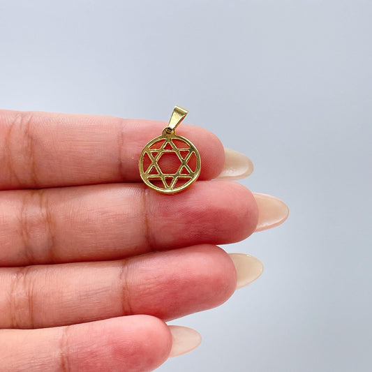 18k Gold Filled Open Star of David Dainty Medallion