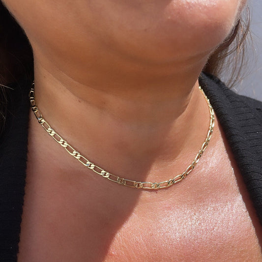 18k Gold Filled 4mm Figaro Link Chain, Available in 3 Sizes