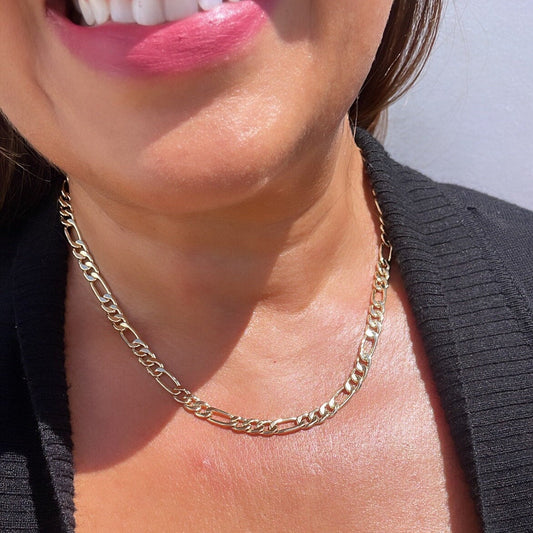 18k Gold Filled 6mm Figaro Link Set, Sold separately