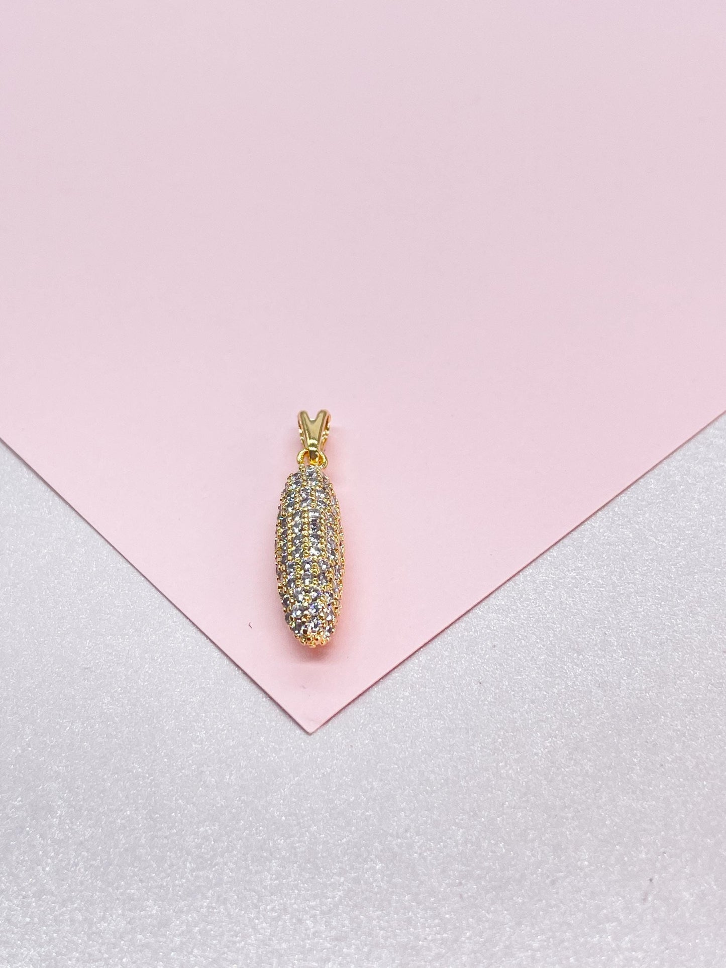 18k Gold Filled Mini Bullet CZ Charm Pendant