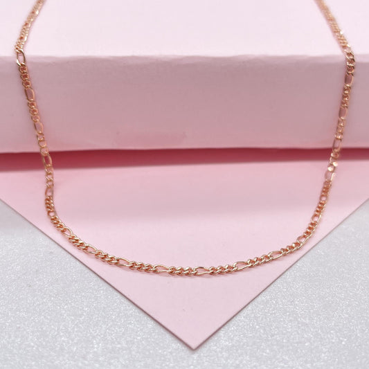 18k Gold Filled Rose Gold 18 inch 1.5mm Thick Figaro chain, Layering chain, Dainty Jewlery ,