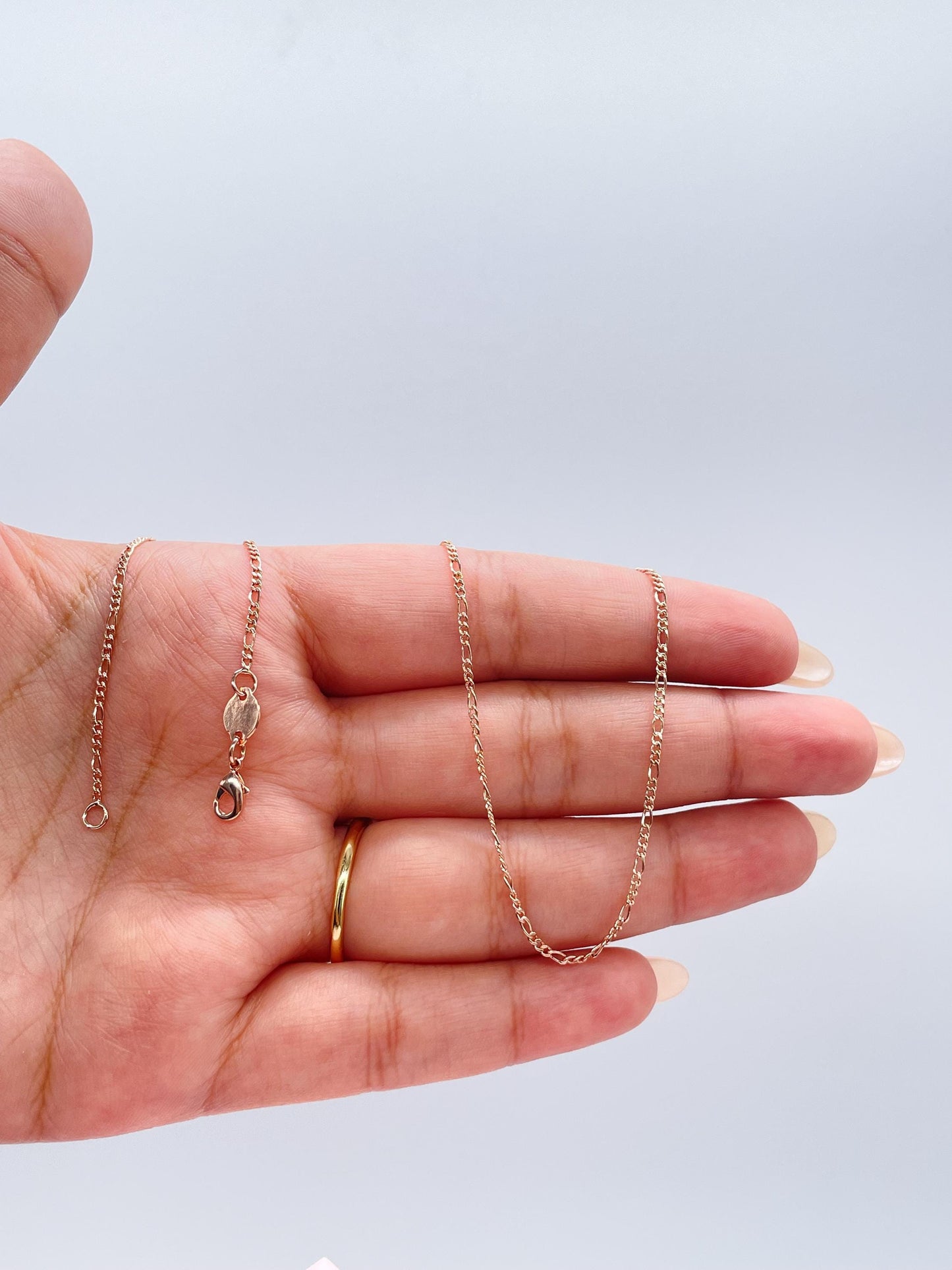 18k Gold Filled Rose Gold 18 inch 1.5mm Thick Figaro chain, Layering chain, Dainty Jewlery ,