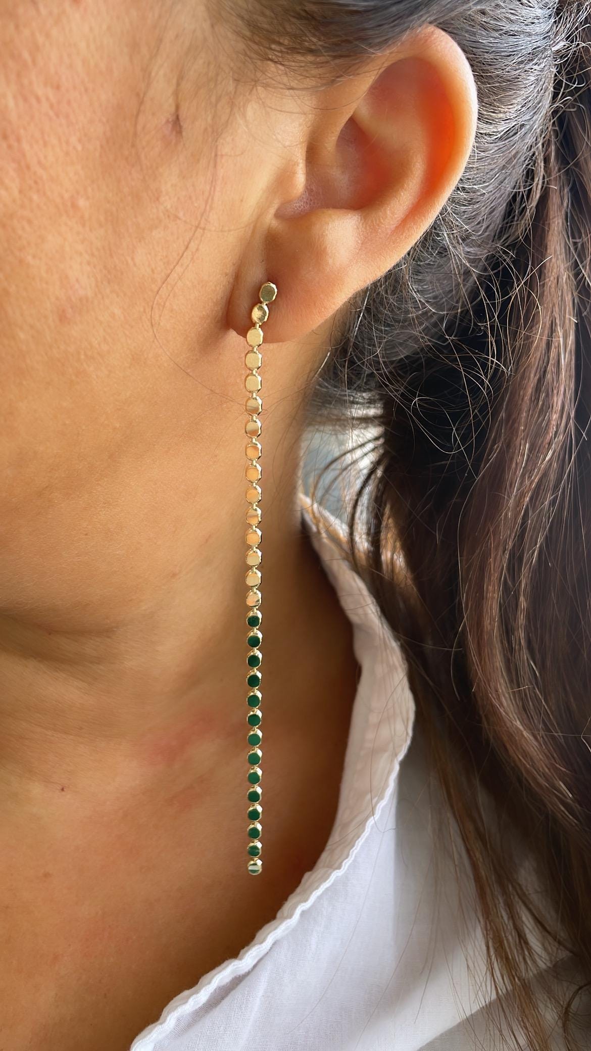 18k Gold Filled FlatPlain Beaded Dangle Earrings