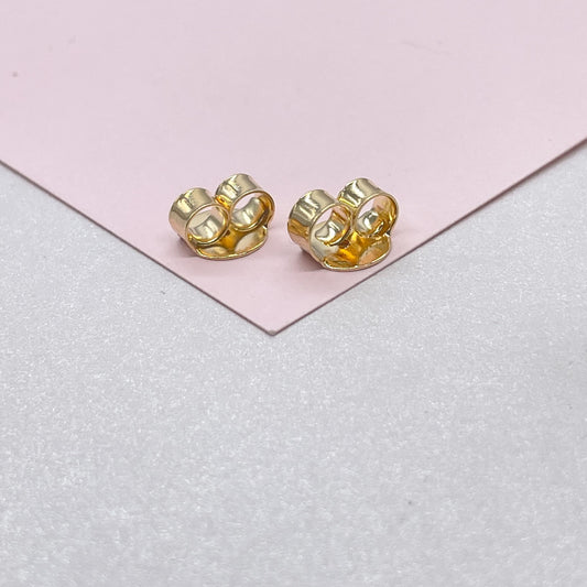 18k Gold Filled Butterfly Puffy XL Push Back Earrings Clutch Back Closure, Backings Jewelry Making Supplies