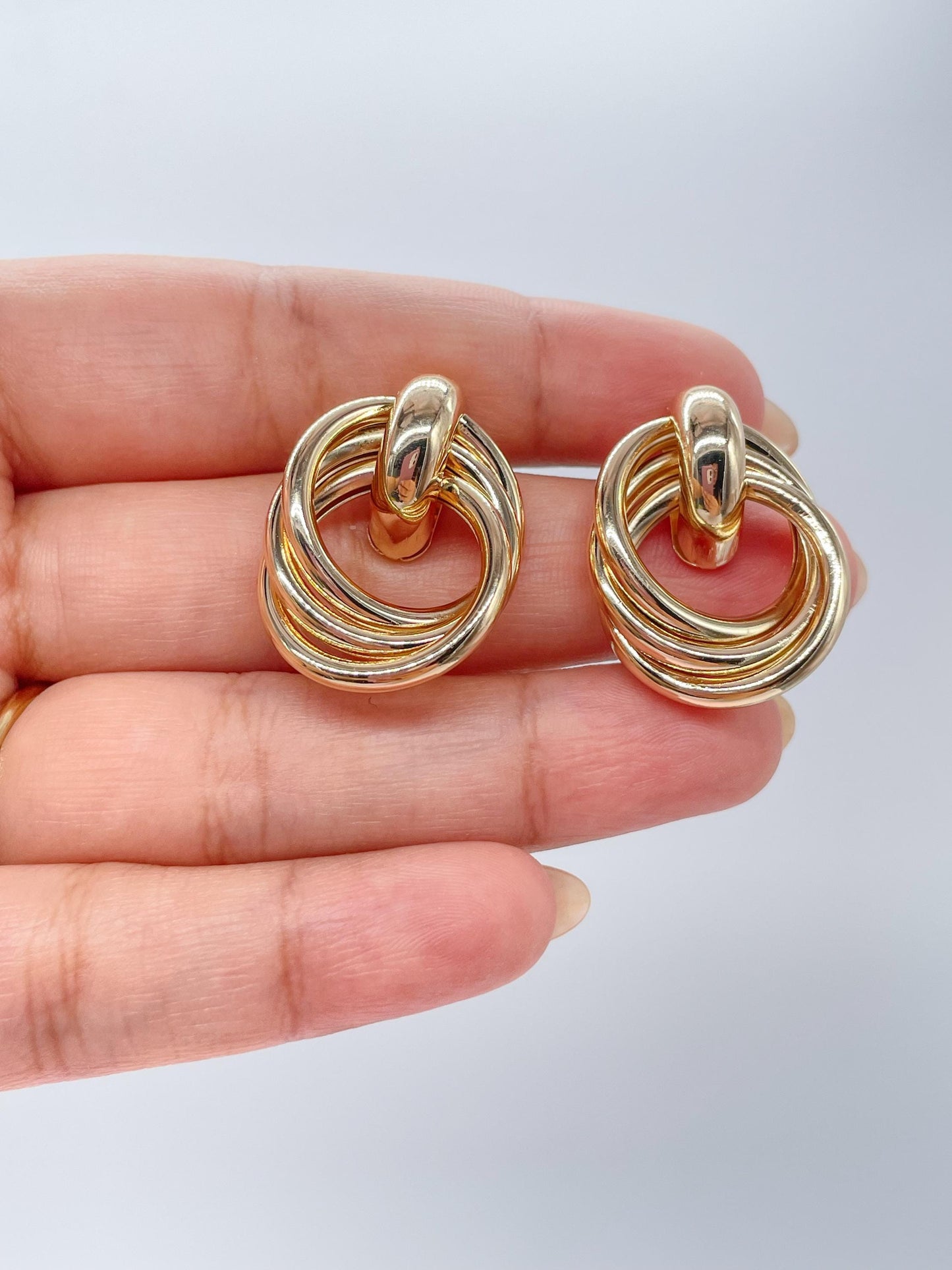18k Gold Filled Dual Oval Smooth Solid Layered Earrings