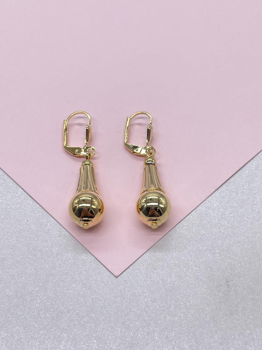 18k Gold Filled Smooth Cylinder-Cone Shape Drop Dangle Earring
