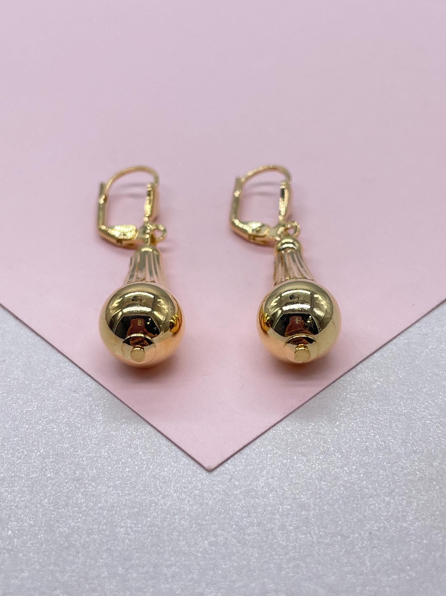 18k Gold Filled Smooth Cylinder-Cone Shape Drop Dangle Earring