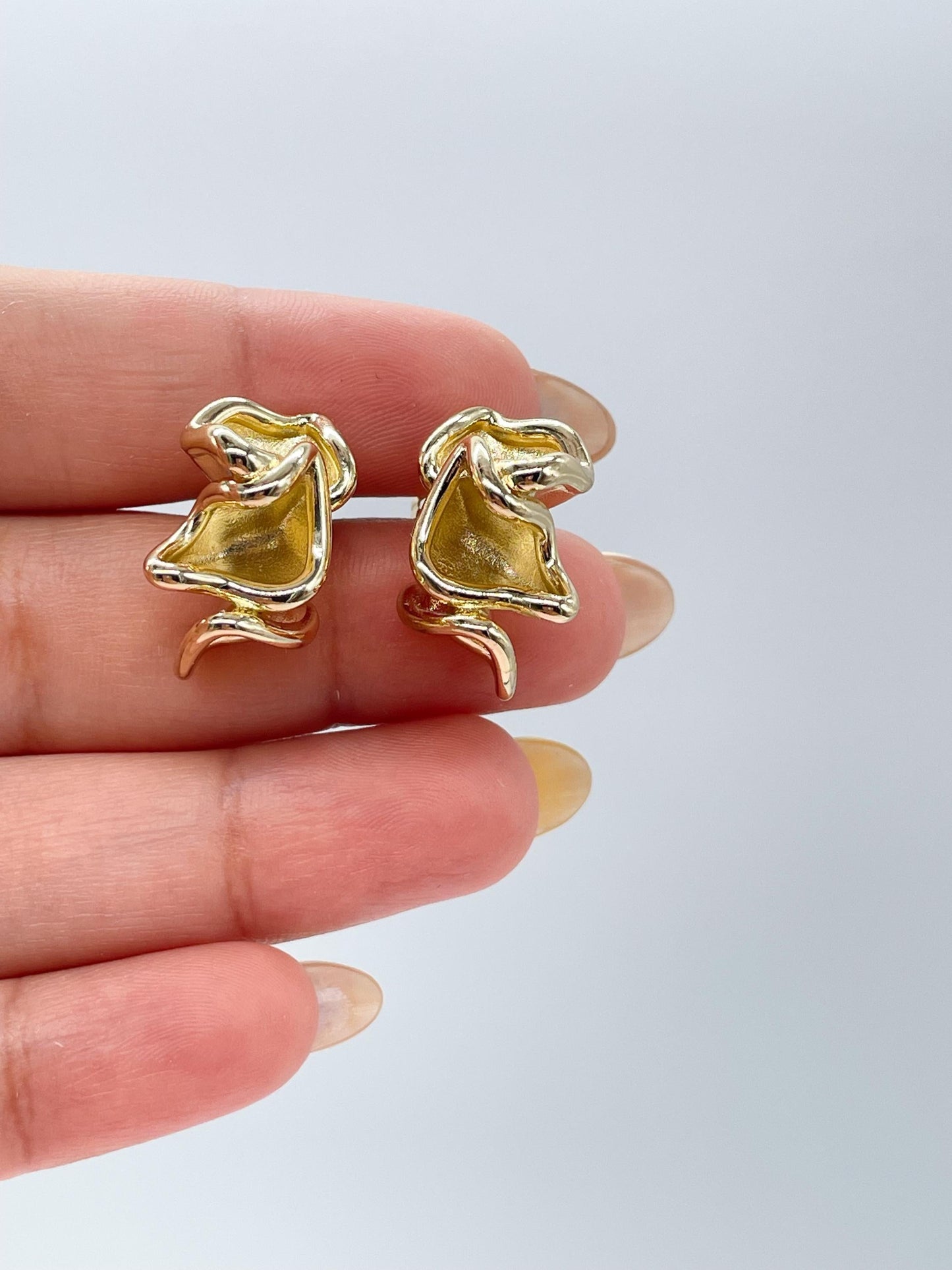 18k Gold Filled, Melted Chunky Crinkle Hoop Earrings