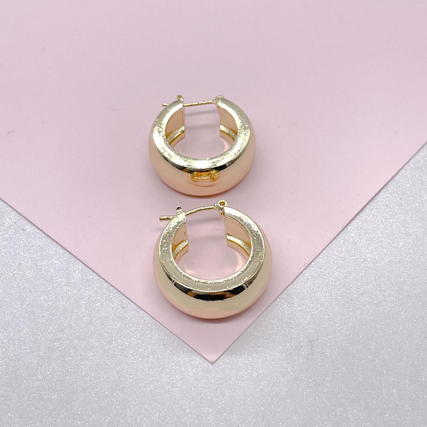 18k Gold Filled Smooth Extra Wide Sharp-Edged Hoop Earring