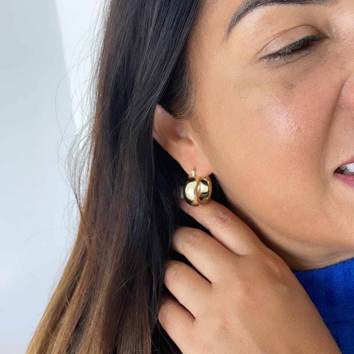 18k Gold Filled Smooth Extra Wide Sharp-Edged Hoop Earring