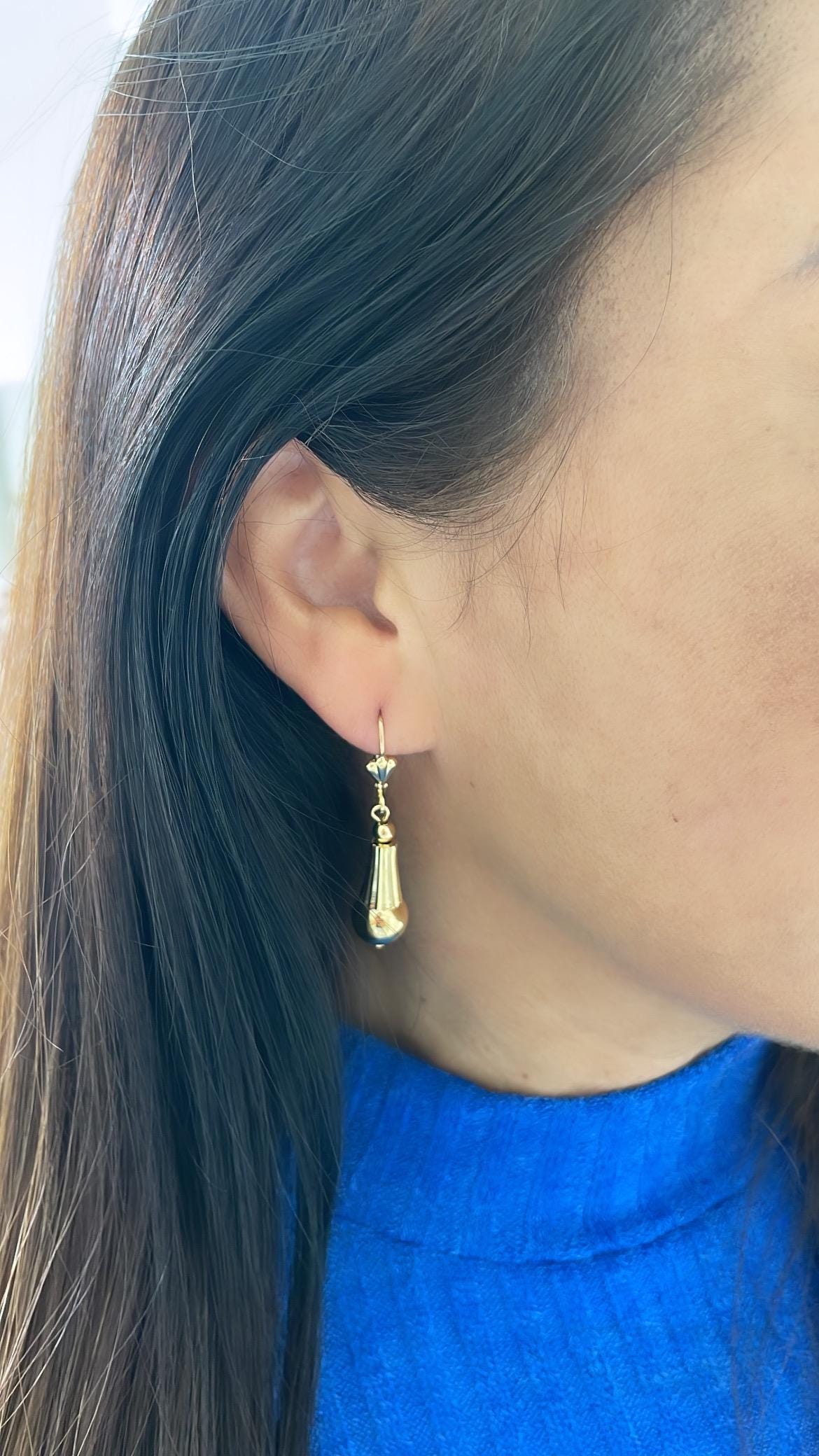 18k Gold Filled Smooth Cylinder-Cone Shape Drop Dangle Earring