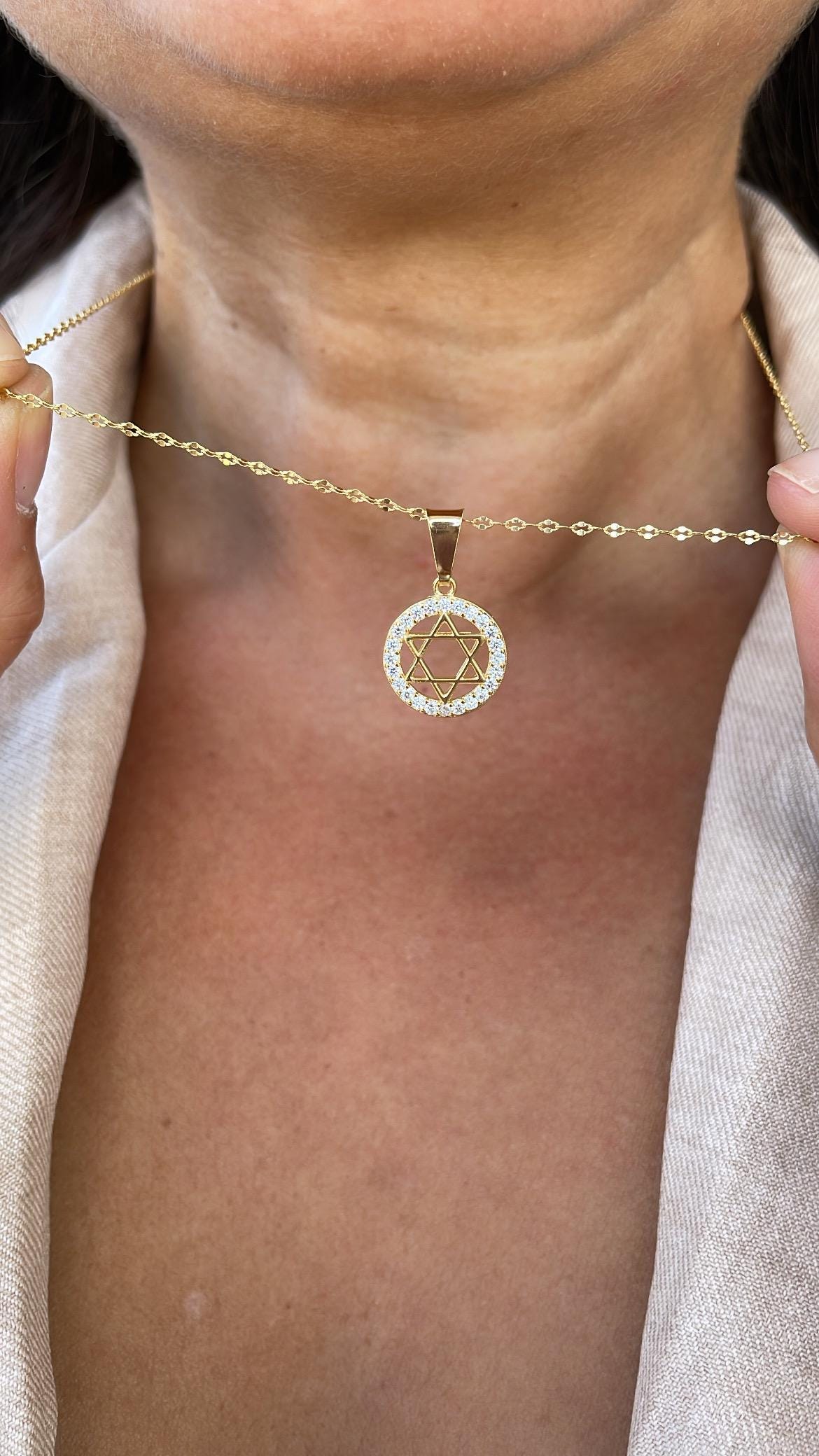 18k Gold Filled Star of David Pendant Crowned with CZ Stones