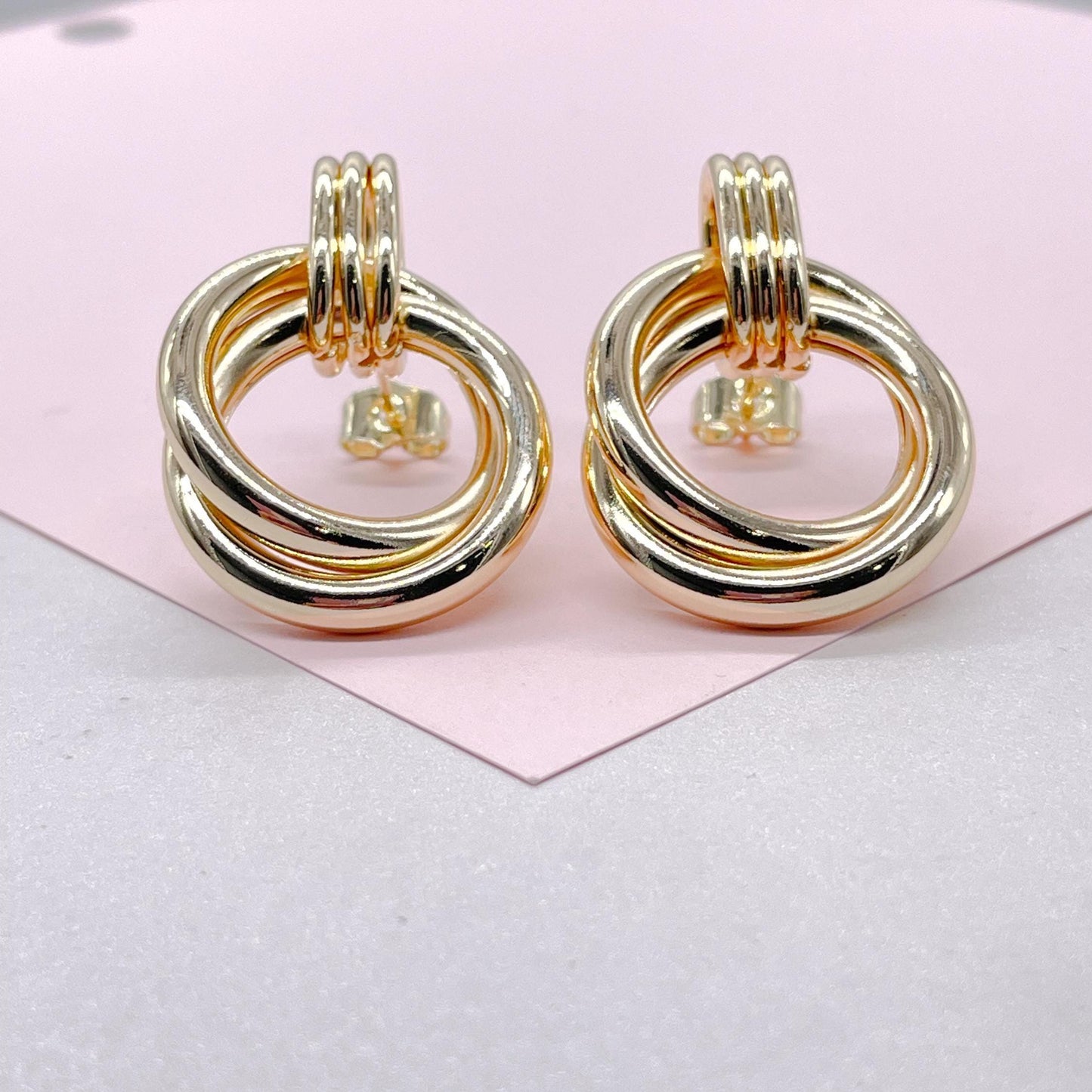 18k Gold Filled Soft Twist Cylinder Stud Earring