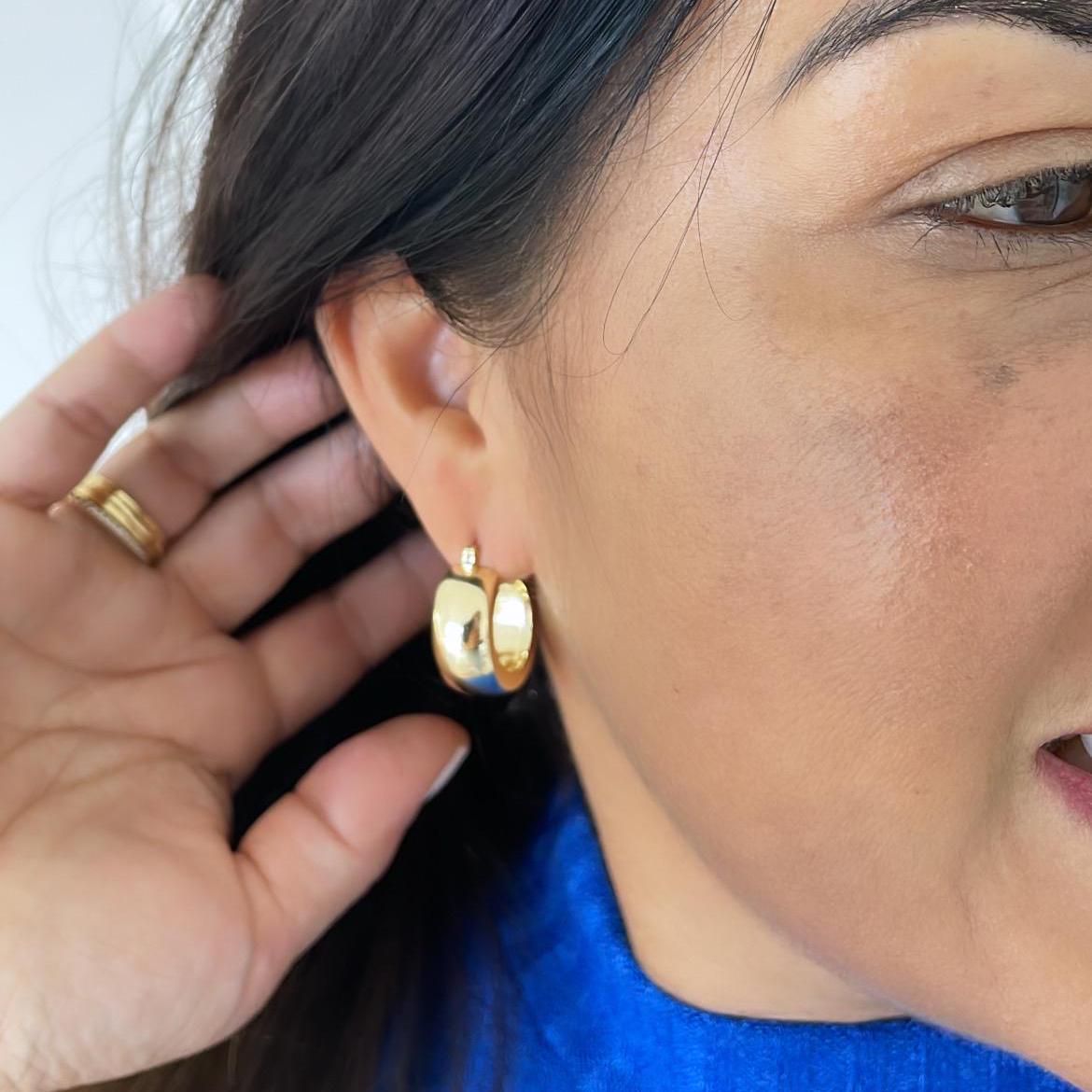 18k Gold Filled Smooth Extra Wide Sharp-Edged Hoop Earring