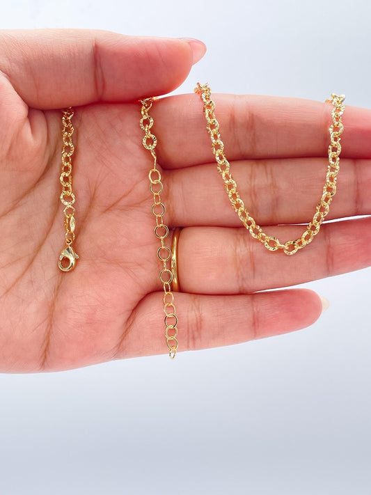 18k Gold Filled Venetian Oval Link 4mm, Specialty Chain Necklace, modern choker