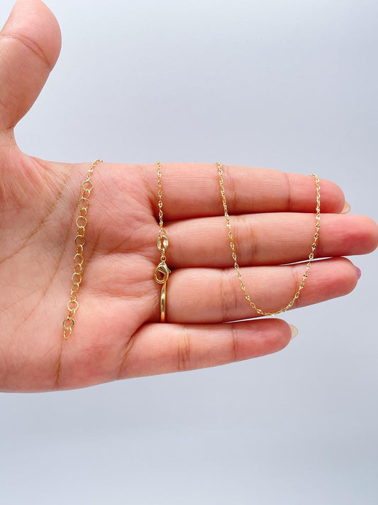 Dainty 18k Gold Filled Thin Sequin Mariner Link Chain