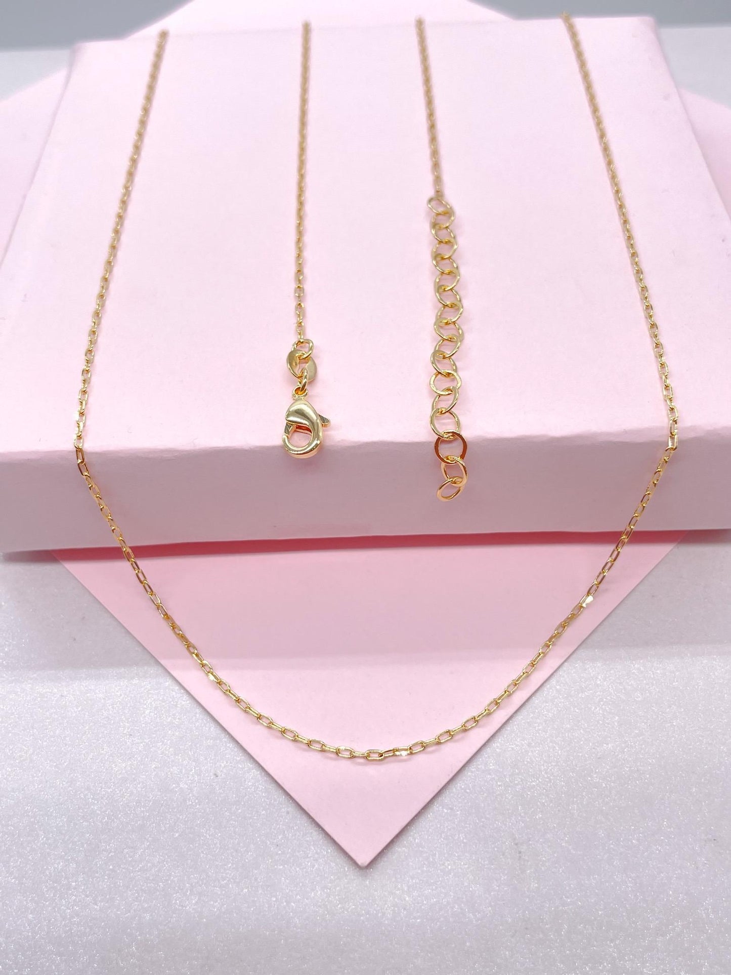 18k Gold Filled Tiny Oval Curb/Paperclip Link Necklace